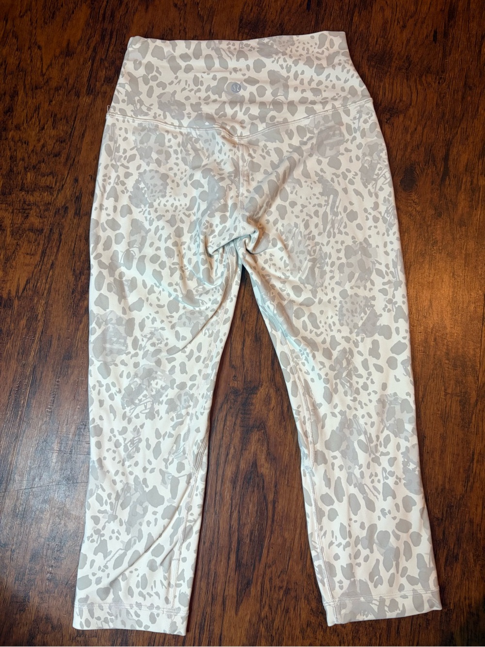 lululemon athletica Girls' Cream and Light Gray Leopard Capri Leggings